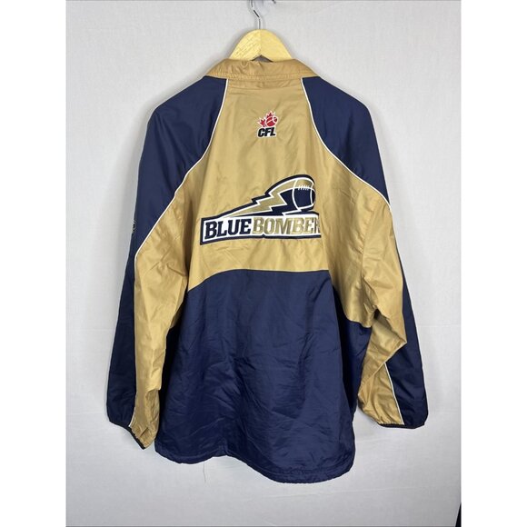 Reebok CFL Winnipeg Blue Bombers 2XL Gold Navy Half Zip Windbreaker Jacket - Picture 3 of 6